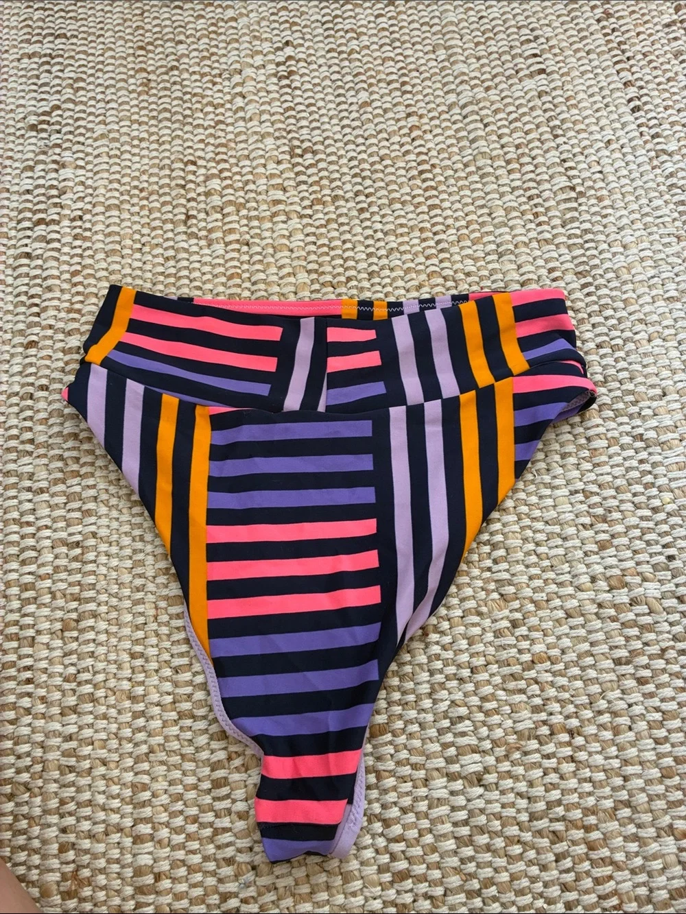 Small Women’s High-Cut Stripe Bikini Bottom - Multi